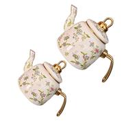 TIDTALEO 2pcs Vintage Floral Enamel Tea Kettle Set with Thick Enamelware, Smooth Pour Spout, 2.2l and 1l Capacity, for Kitchen Counter and Stovetop Use