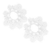 TIDTALEO 2pcs White Floral Lace Collar Applique, Embroidered Hollow Out Lace Neckline Trim for Sewing DIY Crafts and Garment Decoration