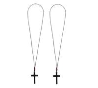 TIDTALEO 2pcs Wood Cross Charms Lightweight Vintage Timeless Design Symbol of Blessings Thread Car Mirror Hanging Accessories for Personal Use and Church Events