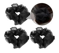 TIDTALEO 3 Pieces Black Organza Hair Ties Elastic Ponytail Holders Stretch Hair Rope for Women