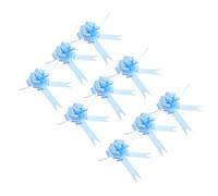 TIDTALEO 30 Pieces Blue Pull Bow Ribbons for Wrapping with Decorative Flower Shape, Easy to Assemble Plastic Bows for Wedding Ceremony Decoration