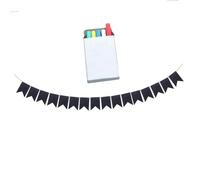 TIDTALEO 32pcs DIY Chalkboard Garland Banner with Chalk Writable Dovetail Shape Blackboard Decoration for Party Classroom Wedding Reusable Message Board Supplies