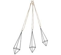 TIDTALEO 3pcs Black Metal Air Plant Holders with Hollow Geometric Design and Lightweight Iron Frame, Featuring Hemp Rope for Hanging Plants, Gifts for Occasions and Crafts