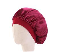 TIDTALEO 3pcs Satin Bonnet Wide Brim Sleep Cap Comfortable Breathable Elastic Hair Protection for Boys and White Pink Wine Red