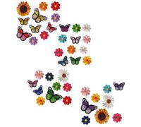 TIDTALEO 42pcs Colourful Butterfly and Flower Embroidered Patches for Clothing and Accessories, Polyester Material Cartoon Style, for Clothes Decoration and DIY Repairs in Shopping Mall Or