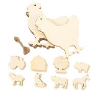 TIDTALEO 45pcs Unfinished Wooden DIY Craft Cutouts Farm Theme Wooden Slices for Coloring Painting and Home Decoration Smooth Surface Blanks for Creative Handmade Projects
