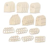 TIDTALEO 48Pcs Unpainted Fairy Door Wood Chips DIY Craft Kit for Wooden Garden Doors with Blank Surface for Drawing Decorating and Home Garden Label Making