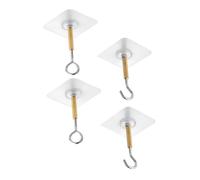 TIDTALEO 4pcs Adhesive Ceiling Hooks Strong Sticky Wall Hooks for Coats Bags Towels No Drill Decorative Hangers for Kitchen Bathroom Bedroom Use