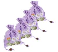 TIDTALEO 4pcs Embroidered Lavender Brocade Drawstring Pouch Small Chinese Style Decorative Sachet Bags for Packaging Aromatic DIY Coin Pouch with Elegant Timeless Stitching