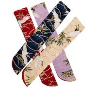 TIDTALEO 4pcs Japanese Crane Folding Hand Fan Bags Set, Satin Fabric Chinese Hand Fan Pouch Organizer with Navy Blue, Beige, Purple, and Dark Red for Travel and Daily Use