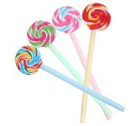 TIDTALEO 4pcs Lollipop Shaped Gel Pens for Students, Lightweight Plastic Body with Smooth Writing Ink, Assorted Colour Ballpoint Pens for School and Office Use