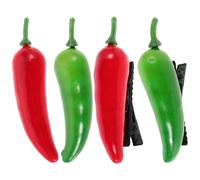 TIDTALEO 4pcs Mini Vegetable Chili Pepper Hair Clips and Women, Creative Plastic Hairpins with Secure Grip, Versatile Styling Accessories for Cute Everyday Hair Decoration