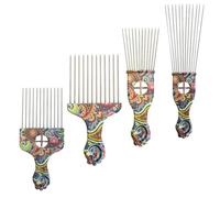 TIDTALEO 4pcs Retro Pattern Hair Styling Comb with Abs and Steel Needle, Wide Teeth for Detangling and Creating Hairstyles, Suitable for Short and Long Hair, for Makeup and On-the-go Use