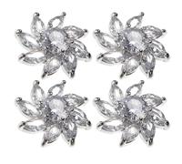 TIDTALEO 4pcs Silver Zircon Alloy Buttons for Jackets and Windbreakers, Decorative Cardigan Buttons Simple Fashionable Design for Home and DIY Crafts