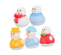 TIDTALEO 5 Pcs Mini Snowman Duck Figurines Resin Christmas Tabletop Ornaments Winter Wonderland Micro Landscape Decorations for Holiday Festive Home Desktop Display