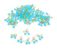 TIDTALEO 50pcs Blue 3d Cherry Bead Charms for DIY Jewelry Making, Fruit Pendant Accessories for Bracelets, Earrings, Keychains, Crafting Decorations