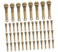 TIDTALEO 50pcs Zinc Alloy Mini Microphone Charms Retro Finish Music Pendants for Jewelry Making Unique Singer Necklace Accessories for Bracelets and Necklaces Crafting
