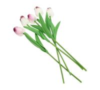 TIDTALEO 5pcs Artificial Tulip Flowers with Realistic Shape and Classic Colors No Odor Fake Tulips for Wedding Party Home Office Decoration Allergy-friendly Indoor Floral Arrangement