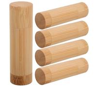 TIDTALEO 5pcs Bamboo Lipstick Containers for Lip Balm Making Kit, Refillable and Sustainable Packaging Empty Lipstick Tubes with 5g Capacity, Unique Country Style Design Suitable