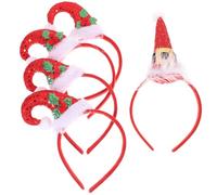 TIDTALEO 5pcs Christmas Cone Santa Hat Headbands for Women, Cloth Material Xmas Hat Hair Bands, Festive Hair Accessories for Christmas and School Reward Events