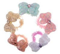TIDTALEO 5pcs Cute Elastic Hair Ties with Sequin Bows, Soft Gauze and Rubber Material, High Stretch Ponytail Holders for Daily Dress up Random Color