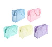 TIDTALEO 5Pcs Toiletry Bags Floral PVC Makeup Organizer for Bathroom and Travel Multi-Color Wash Bags for Cosmetics and Personal Care Storage