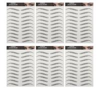 TIDTALEO 6 Sheets Black 3d Eyebrow Tattoos Stickers Temporary Eyebrow Transfers Stick-on Transfer Sticker No Time for Makeup Lovers