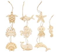 TIDTALEO 60Pcs Wooden Ocean Animal Cutouts DIY Craft Set with Turtle Octopus Crab Shapes, Unfinished Wood Slices for Painting and Scrapbooking, Bulk Wooden Ornaments for and Hobbyists