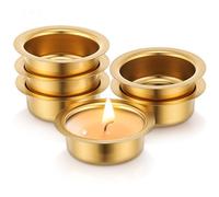 TIDTALEO 6pcs Golden Stainless Steel Candle Drip Protectors with Elegant Middle Eastern Design, Tea Light Holders for Hotels and Offices, Enhance Home Decor and Create A Calming Atmosphere