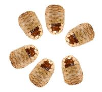 TIDTALEO 6pcs Handmade Woven Bamboo Bird Nest with Hooks, Creative Outdoor Bird Shelter Box 10x7x12cm, Chickadee Nesting House for Garden and Backyard Wildlife