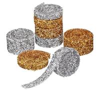 TIDTALEO 8 Rolls Self-Adhesive Rhinestone Ribbon Bling Resin Diamond Strips for Crafts Glitter Decorative Tape with Strong Adhesion Silver Gold Mix Multiple Widths