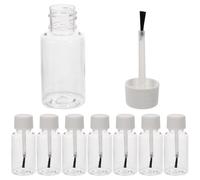 TIDTALEO 8pcs 20ml Empty Nail Varnish Bottles with Brush Portable Pet Cylinder Bottles for Grooming on The Go and Travel Lightweight Manicure in White