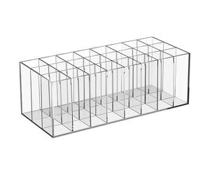TIDTALEO Acrylic Lip Gloss Holder with 24 Slots, Space Saving Lipstick Organizer Case for Dressing Tables and Bathroom Counters, Organizing Makeup Supplies for Family and Female Friends