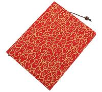 TIDTALEO Adjustable Red Reusable Cloth Book Cover Sleeve Floral Gold Foil Decoration Handmade Fabric Book Protector for A5 Hardcover and Softcover Notebooks for School and Office Use