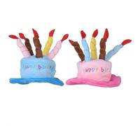 TIDTALEO Adorable Pink Velvet Pet Birthday Hat with 5 Colorful Candles Design and Adjustable Strap, Cosplay Headwear for Small to Medium Dogs and Cats at Parades or Other Events