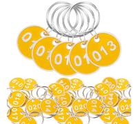 TIDTALEO Aluminium Storage Tags 1-100 Yellow Metal Key Ring Labels for Hotels and Left Luggage