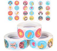 TIDTALEO Animal Reward Stickers 3 Rolls with Perforation Line, Round Encouragement Stickers for Classroom and Home Behaviour Management
