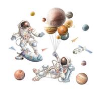 TIDTALEO Astronaut Cartoon Wall Stickers Starry Decoration Waterproof Removable PVC Material for Indoor Scene Layout Living Room Nursery Decor