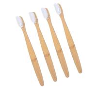 TIDTALEO Bamboo Charcoal Toothbrush Set Disposable Oral Care Toothbrushes with Soft Nylon Bristles 4pcs and Non-Slip Handle, White Eco-Friendly for Daily Use