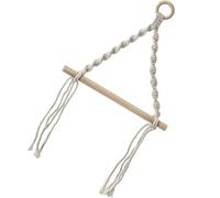 TIDTALEO Beige Wooden Wall-Mounted Rack with Hand-Knitted Cotton Tassel, Creative Design Storage Rack Convenient to Use, for Home and Kitchen Wall Decoration and Towel Hanging