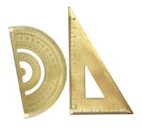 TIDTALEO Brass Triangle Ruler Easy to Read Design and Protractor Measuring Tool Sturdy Brass Material for Maths Stationery for Education and Drafting Tasks