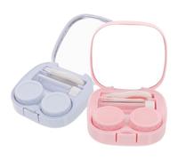 TIDTALEO Cases with Leak-Proof Storage 2 Sets Portable and Small Mirror, Assorted Colour Holder for Outdoor and Travel Use