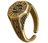 TIDTALEO Chinese Statement Ring Men Adjustable Brass Taoism Open Ring for Family Birthday 0.98x0.90x0.51in