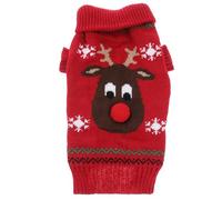 TIDTALEO Christmas Dog Sweater Pullover for Small and Large Dogs Red Acrylic Fibers Stylish Reindeer Design No Buttons or Zipper for Christmas Celebration and Holly Sweater Party