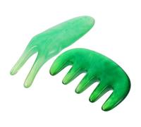 TIDTALEO Deep Green 2pcs Multifunctional Massage Comb and Y-Shaped Scraping Fork Set for Scalp and Eye Skin Acupuncture Therapy, Guasha Plate for Indian Head Massage and Relaxation