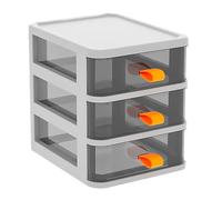 TIDTALEO Desktop White Drawer Storage Cabinet with 3 Layers, Visible Mini Storage Box for Organizing Cosmetics and Lipstick, Desktop Organisation with Sturdy Pp Material for Home Or Office