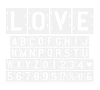 TIDTALEO DIY Alphabet and Number Stencils Kit, 42 Reusable 1.5 Inch Plastic Templates Including Symbols for Wall, Wood, Fabric, Rock, and Signage Painting