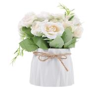 TIDTALEO Elegant Pink Artificial Bonsai Rose in Ceramic Pot for Room Decoration and Table Setting, Realistic Fake Flower Decoration for Home Décor to Family Or Friends