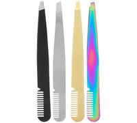 TIDTALEO Eyebrow Tweezers Set and Portable Size Stainless Steel for Women 4pcs with Ergonomic Design for Facial Hair Removal and Eyebrow Grooming at Home Or On-the-go