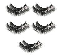 TIDTALEO False Eyelashes Performance Lashes 5 Pairs Synthetic Fiber Black with Rhinestones Thick and Fuller Longer Look with Diamond Accents for Club and Daily Life